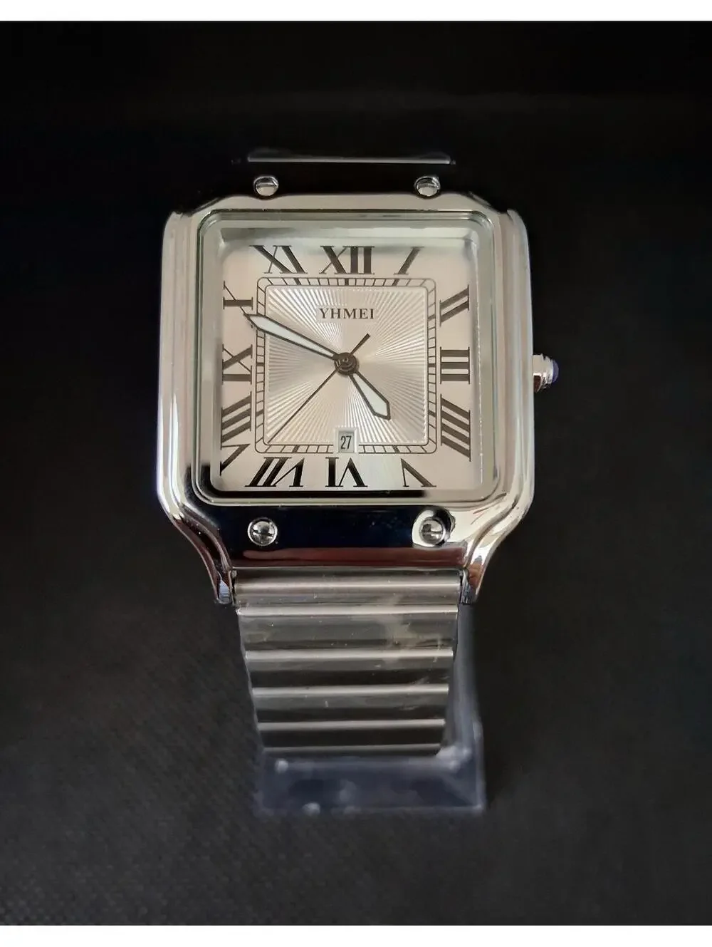 Men's Luxury Square Dial Stainless White Watch